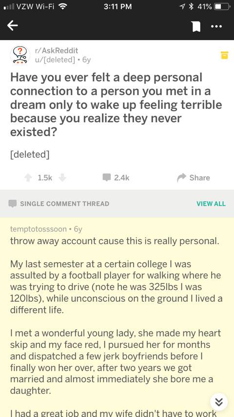 레딧에서 읽고 무서워서 번역해옴.. 꿈속에서 어떤 사람이랑 깊은 교감을 나누고 깨어나서 그사람이 꿈이었다는 사실에 실망한 적 있어? | 인스티즈