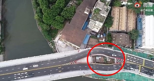 중국에서 알박기 때문에 기형으로 완공된 도로 | 인스티즈