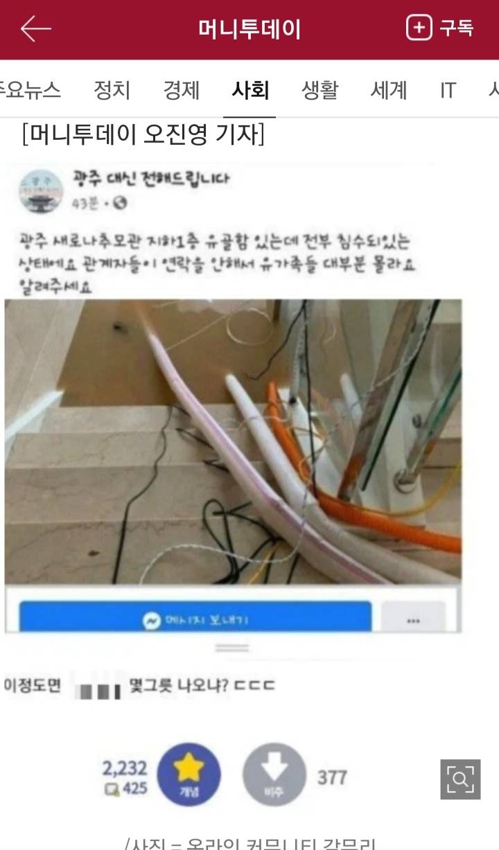 광주 납골당 침수에 도넘은 글 쓰는 디시인사이드 국내야구갤러리 | 인스티즈