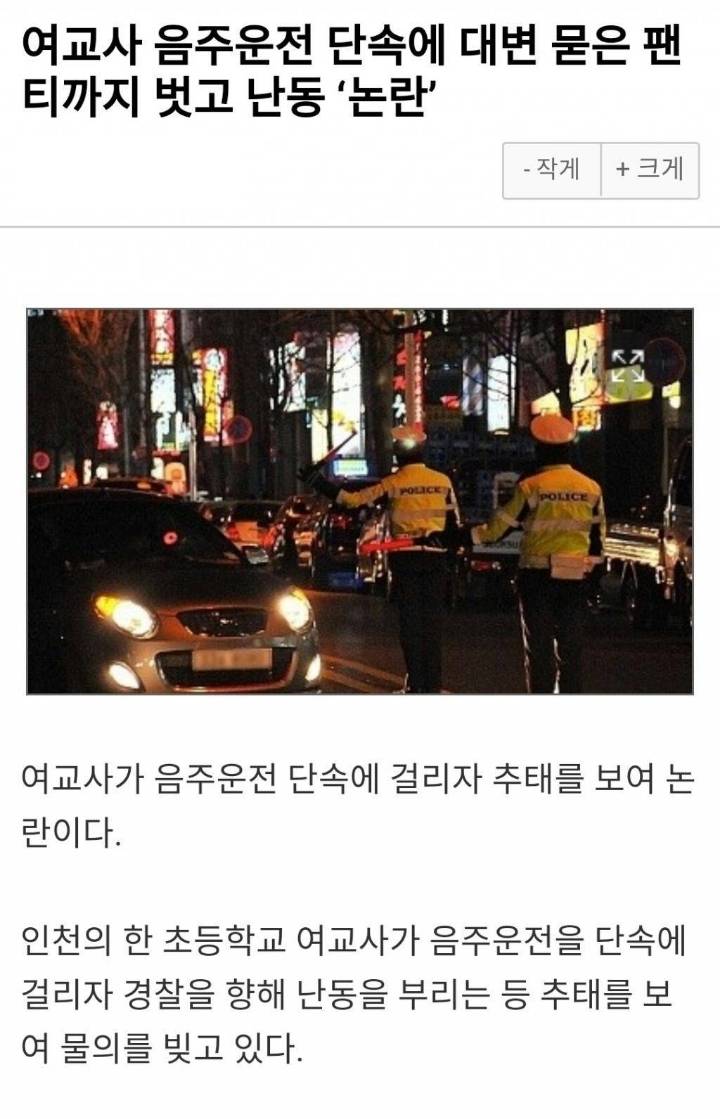 )음주단속에 걸리자 팬티벗고 소리지른 여교사(2013년 사건).jpg | 인스티즈