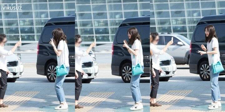 공항에서 자기 사진을 찍으려는 아주머니께 수지가 취한 행동.jpg | 인스티즈