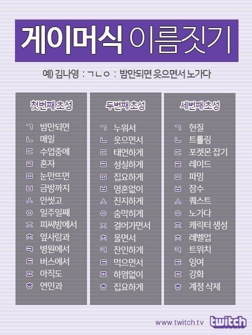 게이머식 이름 짓기 | 인스티즈