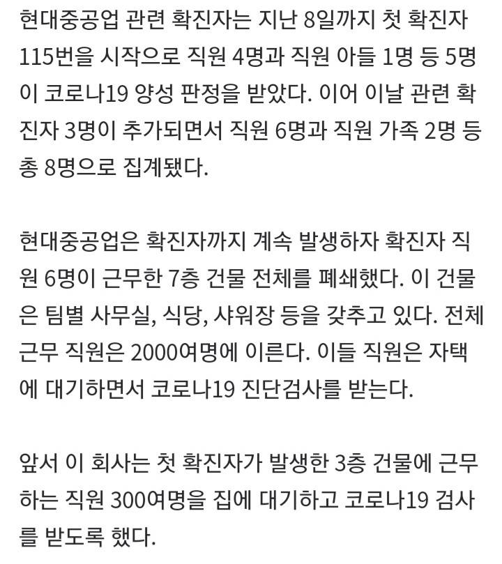 현대중공업 관련 코로나 확진자 가족 포함 총 8명 | 인스티즈