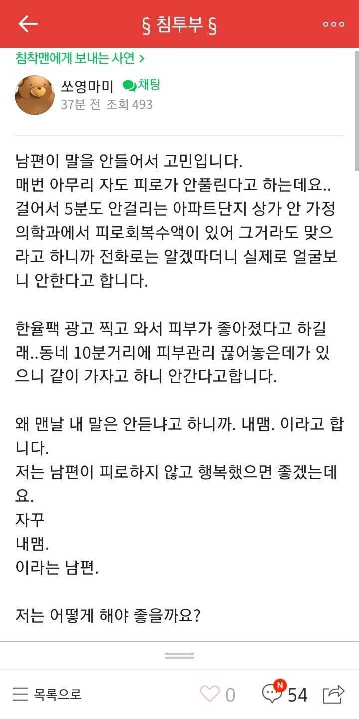 철없는 남편이 고민인 침착맨 아내의 사연.JPG | 인스티즈
