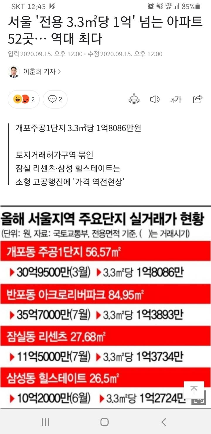 서울 평당 1억 찍은 아파트들 | 인스티즈