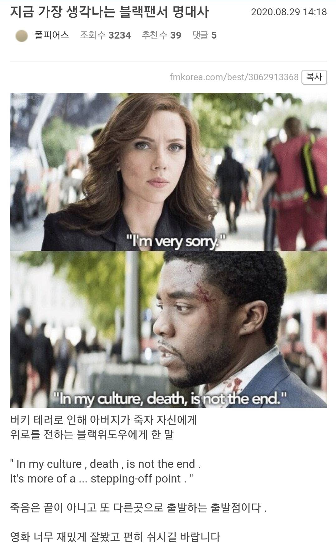 지금 가장 생각나는 블랙팬서 명대사 | 인스티즈