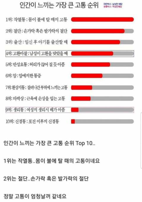 인간이 느끼는 고통 순위.jpg | 인스티즈