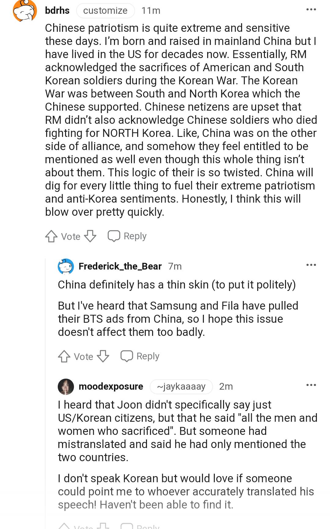 방탄 발언과 중국 대응에 대한 해외 반응.txt | 인스티즈