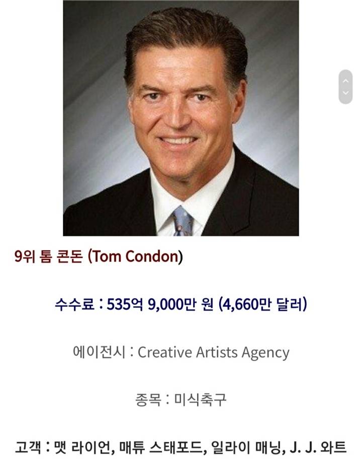 지난해 스포츠에이전트 수익 순위 | 인스티즈