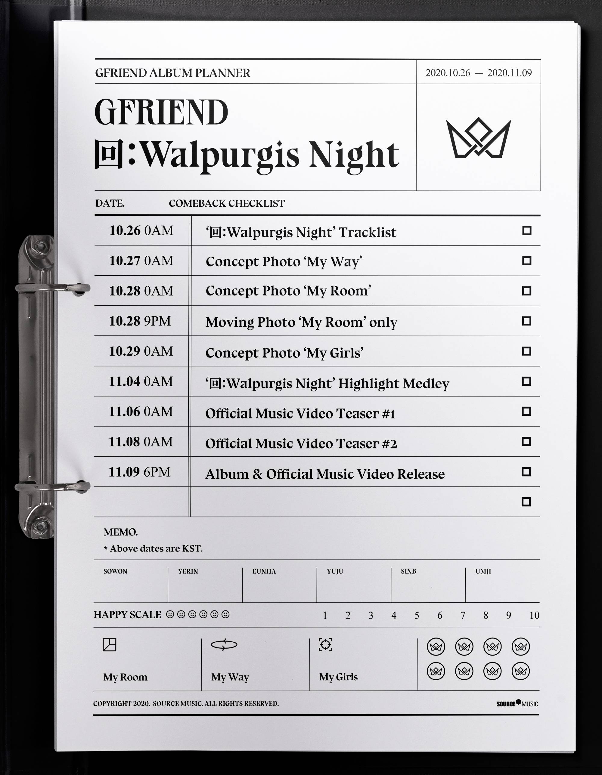 여자친구 정규 3집 回:Walpurgis Night 컴백 체크리스트(타임 테이블).jpg | 인스티즈