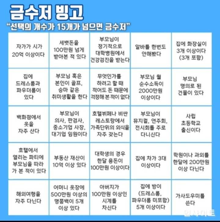 금수저빙고 | 인스티즈