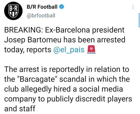 [ElPais] 오늘 경찰에 체포된 전 바르셀로나 회장, 조셉 바르토메우 | 인스티즈