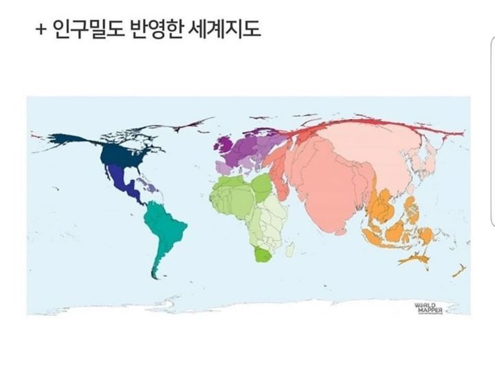 인구밀도를 반영한 한국지도 세계지도 | 인스티즈