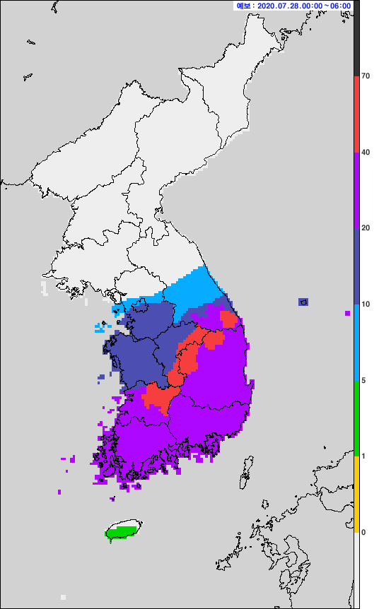 7월 27일 오후 12시~28일 오후 12시 예상 강수량.jpg(부산, 울산, 창원, 거제, 통영 폭우 주의) | 인스티즈