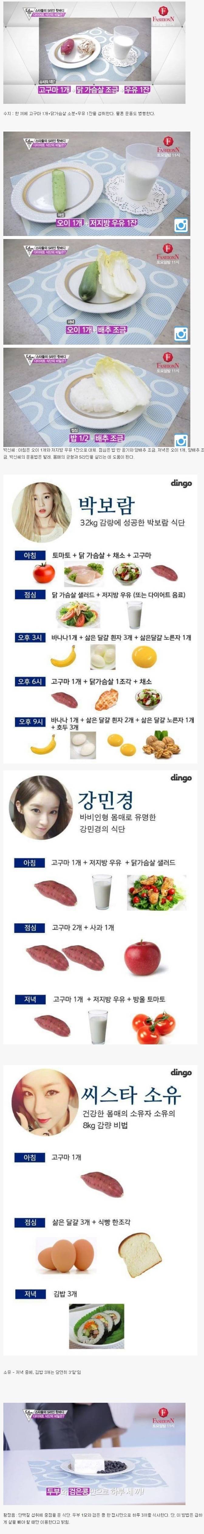 여자 연예인들 하루 식단 | 인스티즈