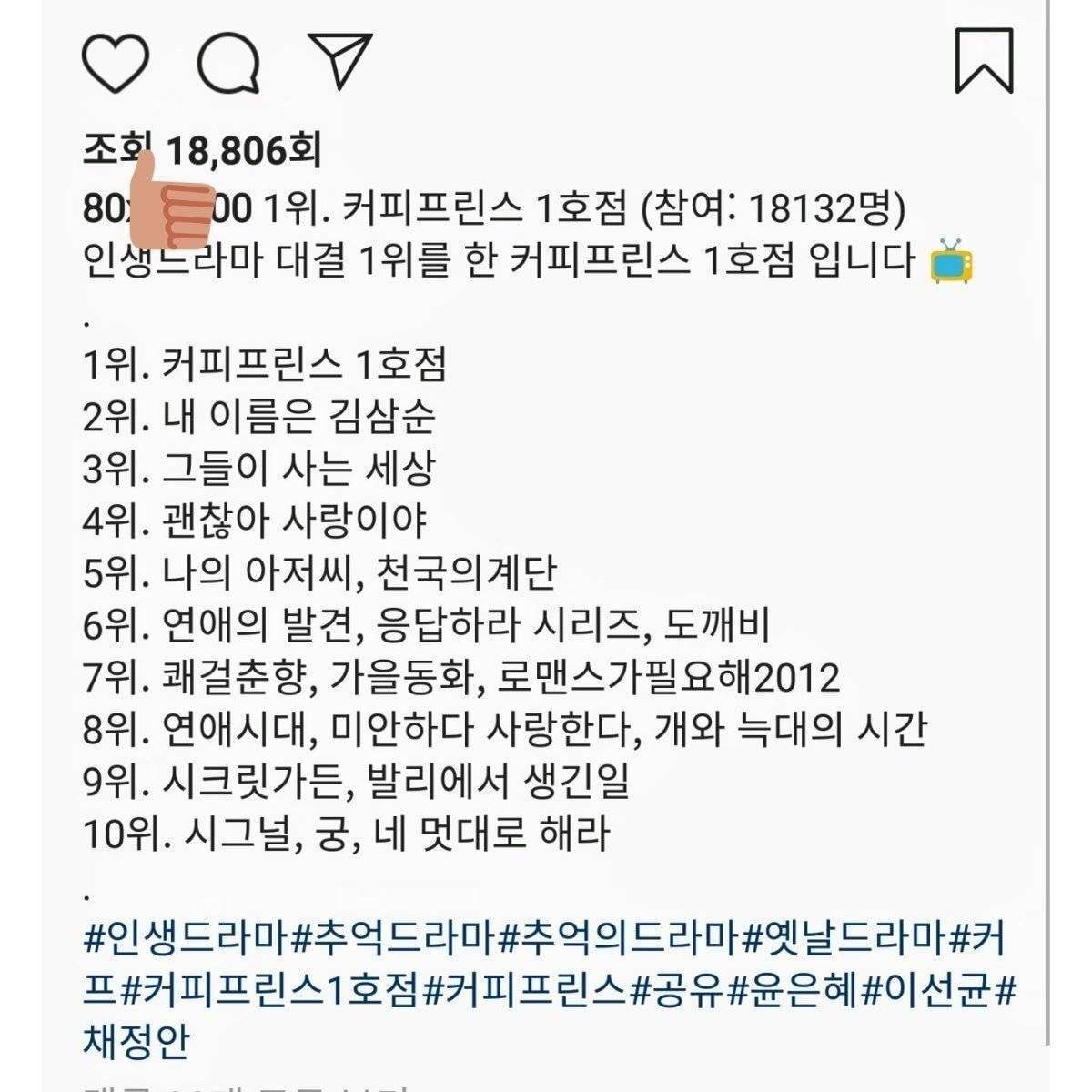 작년 여름에 조사했던 18000여명이 뽑은 나의 인생드라마.JPG | 인스티즈