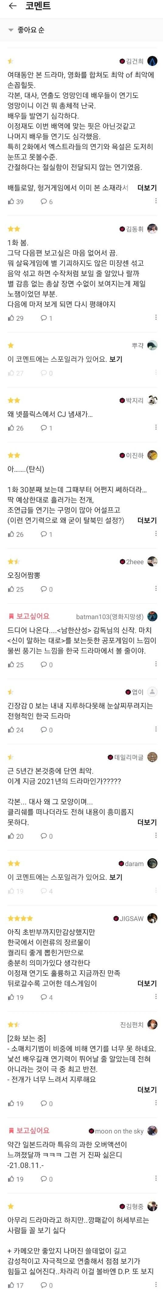 오징어게임 커뮤반응과 성적 | 인스티즈