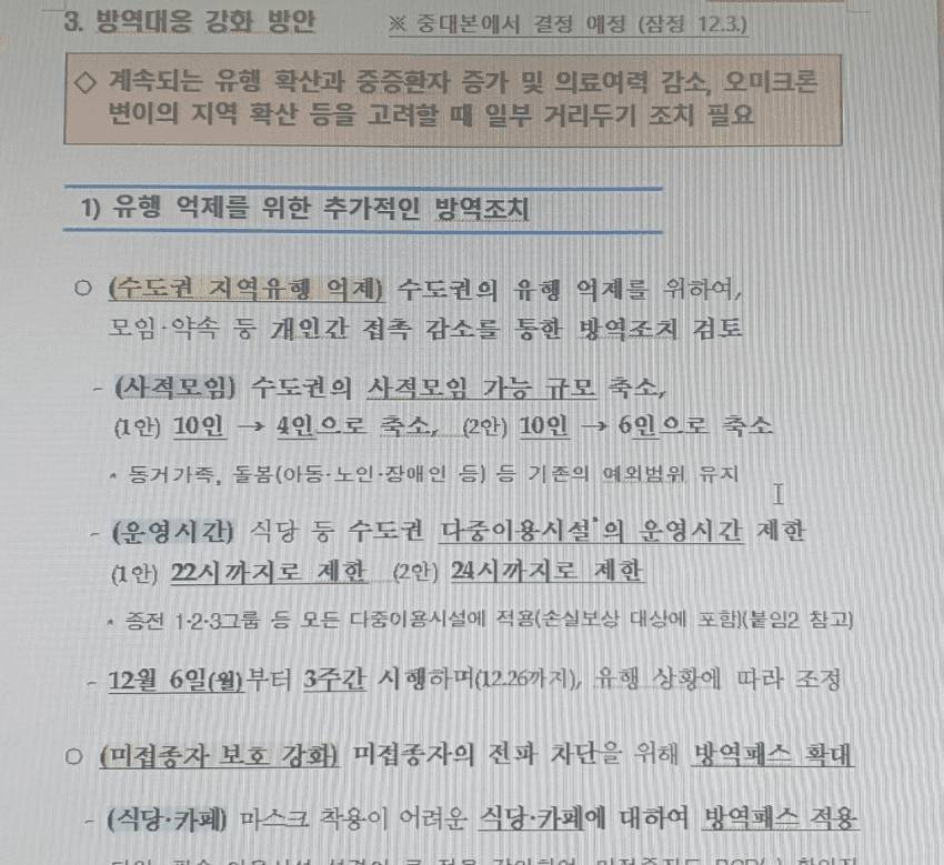 유출 됐다는 12월 새 거리두기 지침 방안 | 인스티즈