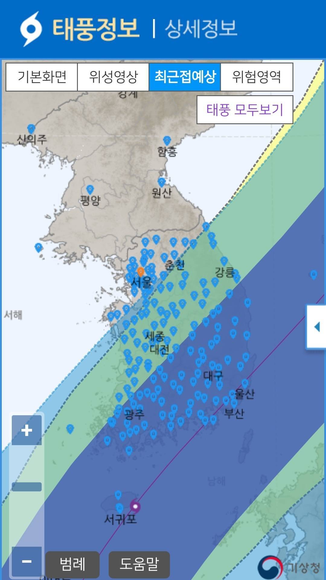 힌남노 경로 대한민국 확대 사진.jpg (feat.전남, 광주) | 인스티즈