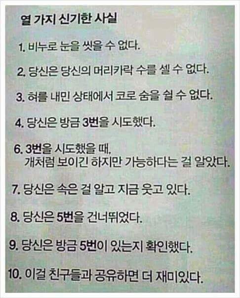 열 가지 신기한 사실.jpg | 인스티즈