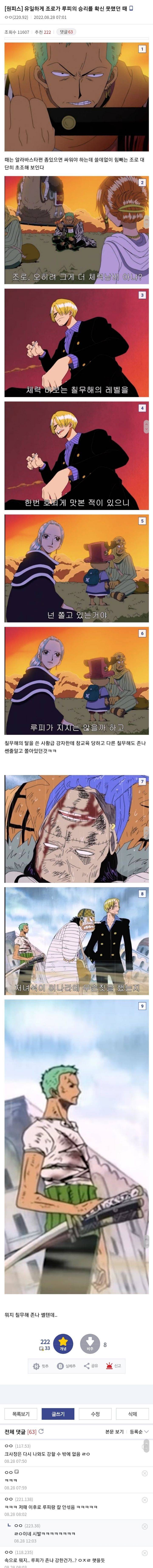 조로가 루피를 존중하는 이유 | 인스티즈