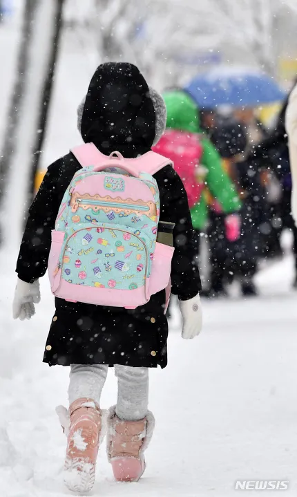 폭설에 등교하는 아이들 | 인스티즈
