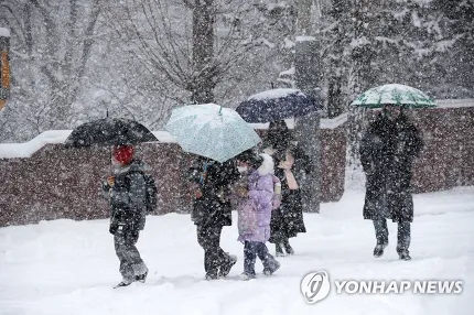 폭설에 등교하는 아이들 | 인스티즈