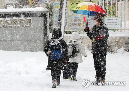 폭설에 등교하는 아이들 | 인스티즈