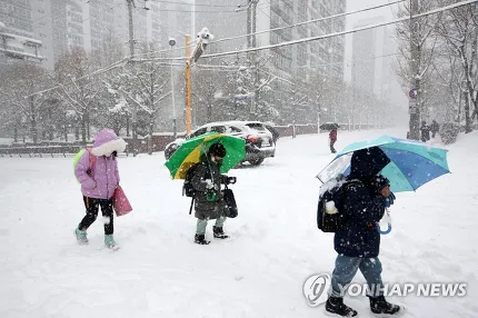 폭설에 등교하는 아이들 | 인스티즈
