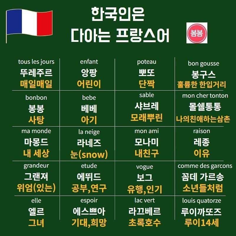 한국인들은 다 알고있는 프랑스어 | 인스티즈