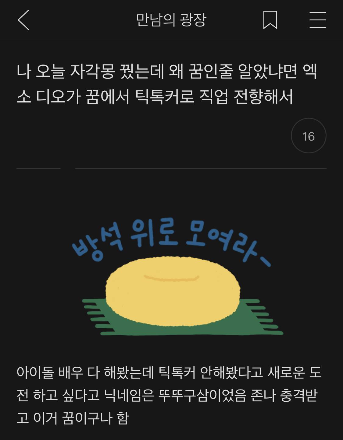 나 오늘 자각몽 꿨는데 왜 꿈인줄 알았냐면 엑소 디오가 꿈에서 틱톡커로 직업 전향해서 | 인스티즈