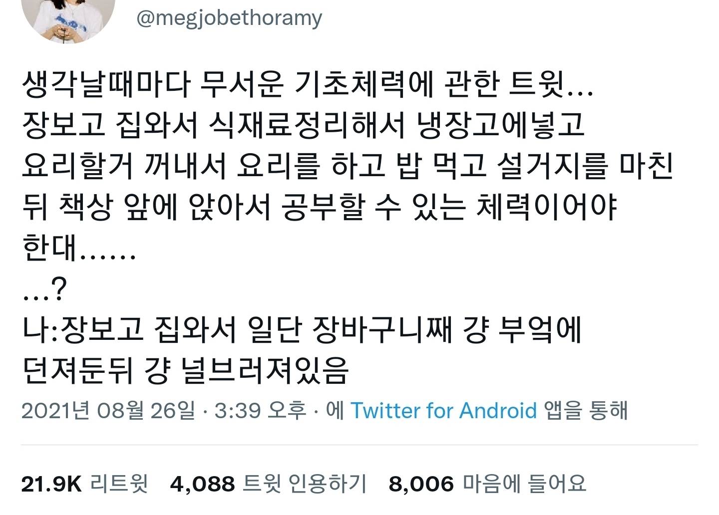 나는 기초체력이 있다 없다.twt | 인스티즈