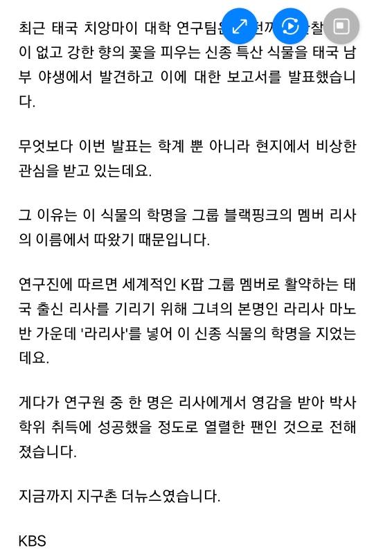 [지구촌더뉴스] 태국서 발견한 신종 희귀 식물…블랙핑크 '리사' 이름 붙여 | 인스티즈