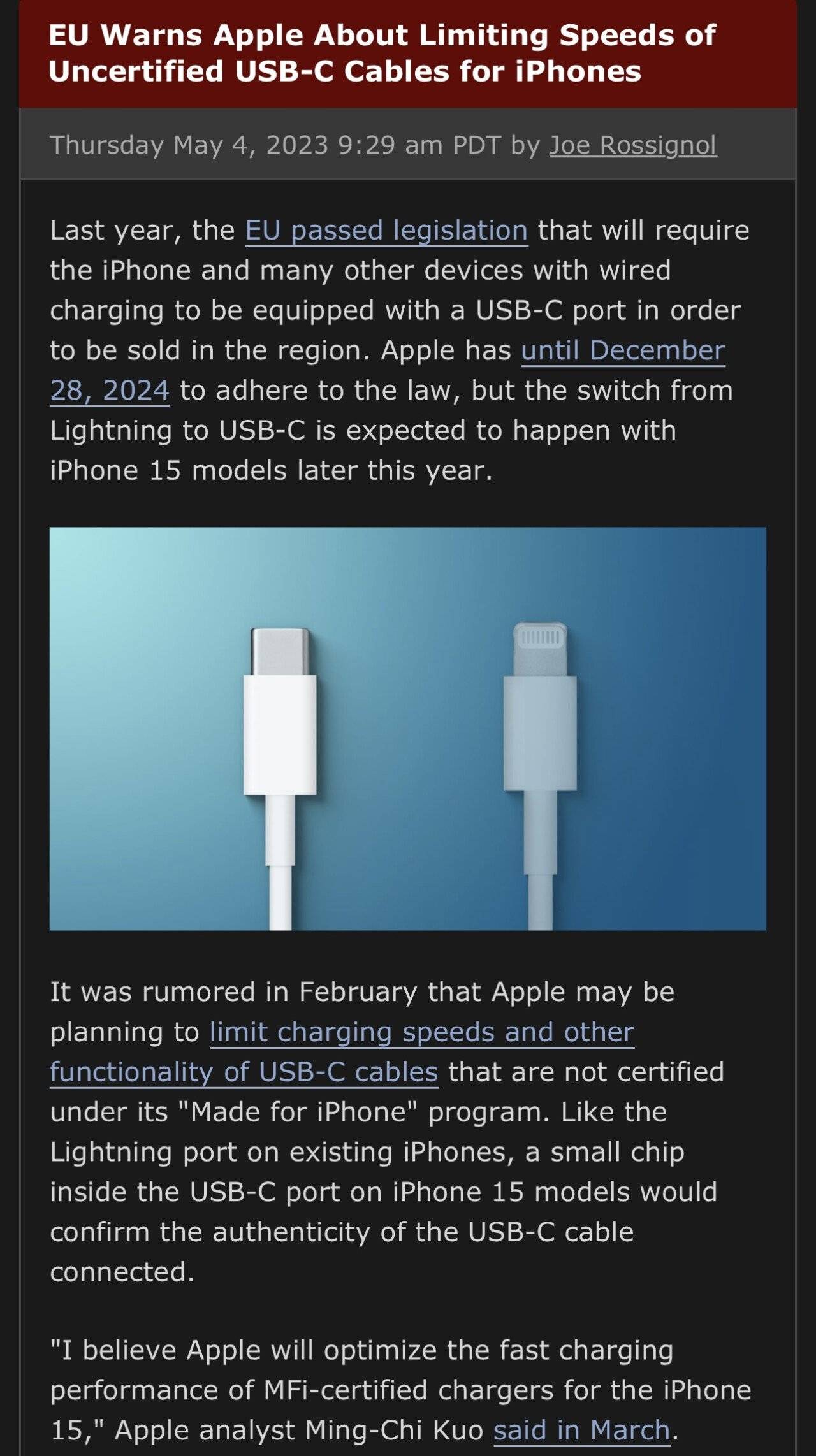 EU, 애플에 C타입으로 장난치지 말라고 경고 | 인스티즈
