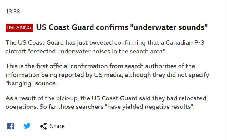 미해안경비대가 공식적으로 "수중 소리"를 들었다고 밝힘(+캐나다 항공기가 수중 물체 탐지함) | 인스티즈
