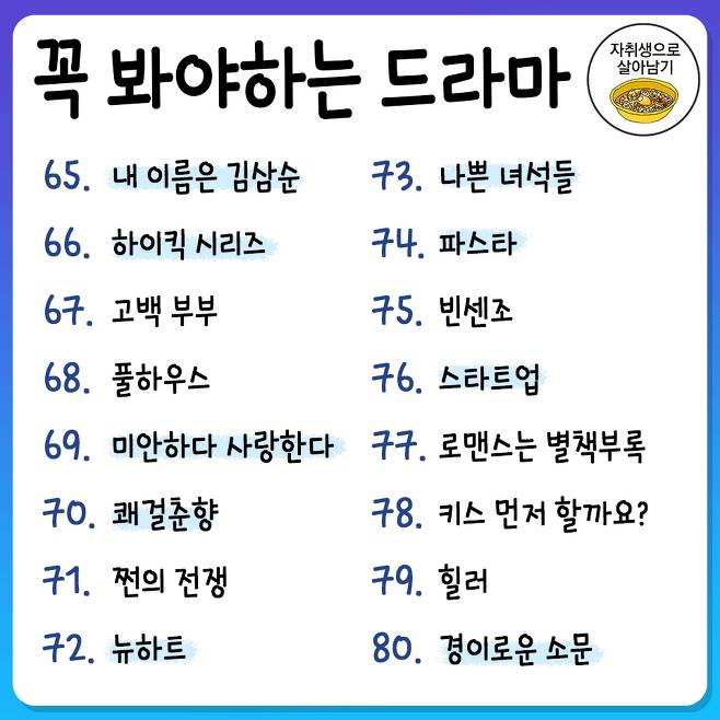 안 보면 후회하는 역대급 인생 한국드라마 128개 | 인스티즈