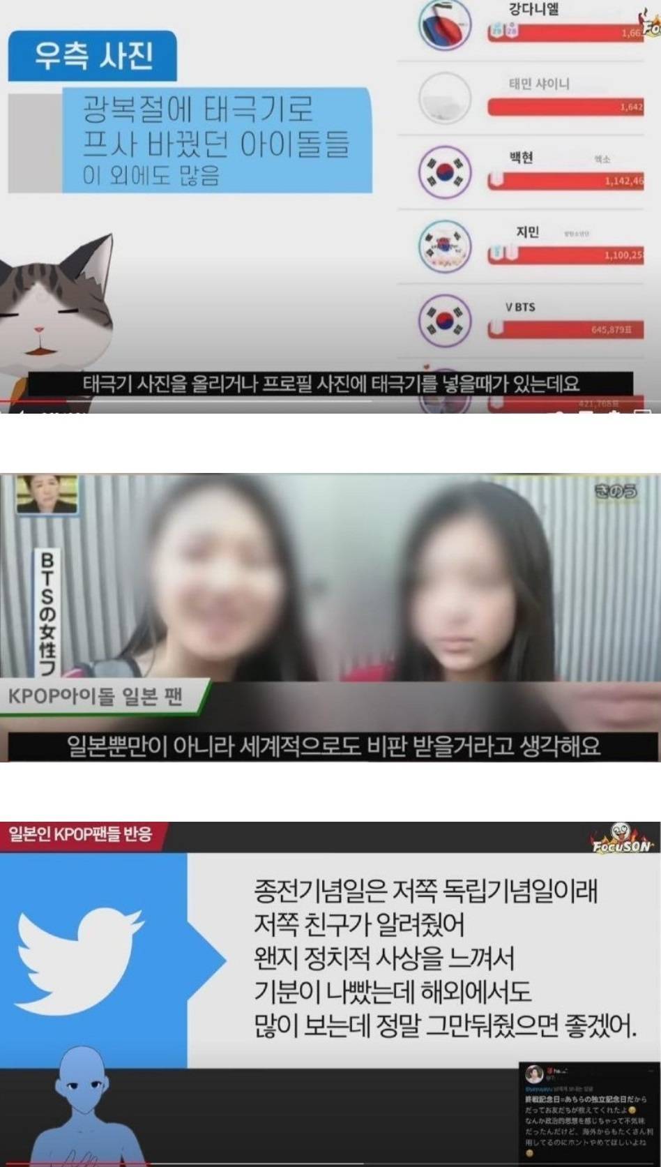 광복절에 태극기 프사가 무례하다는 일본 K-POP 팬들