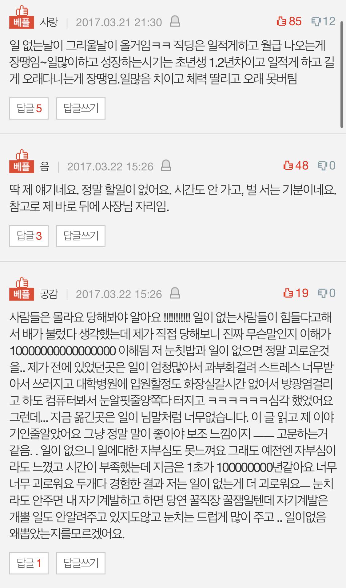 일이 너무 없어서 퇴사하고 싶으신 분 계신가요? | 인스티즈