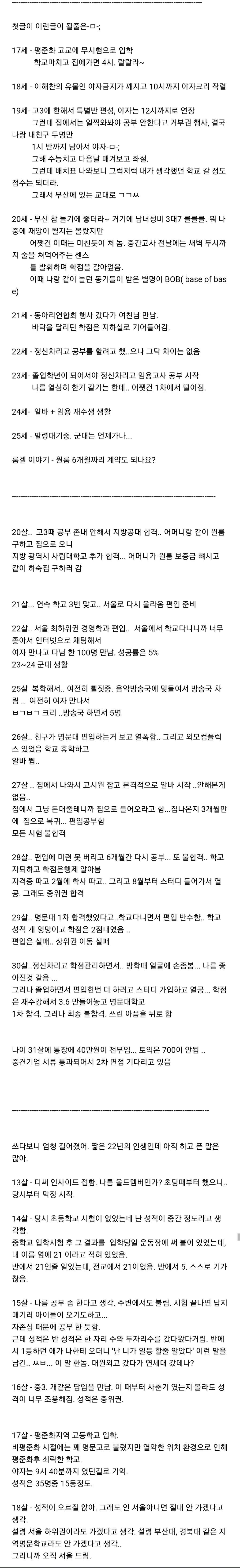 다른 사람들의 20대 인생이야기 모음. 여시 인생은 어때? (부제 가장 보통의 존재) | 인스티즈