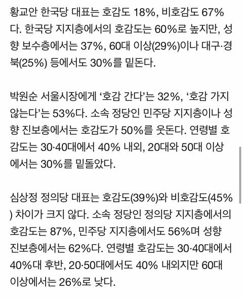 정치 지도자 호감도, 이낙연 50% 심상정 39%···비호감 1위는 안철수 | 인스티즈