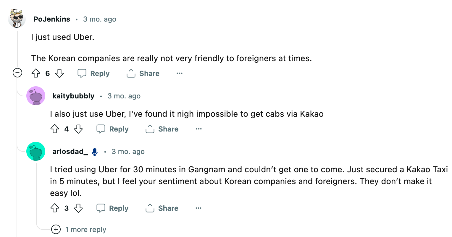 레딧 한국여행 스레드에 자주 올라오는 "대체 외국인은 어떻게 카카오택시를 불러야하지"? 질문들 | 인스티즈