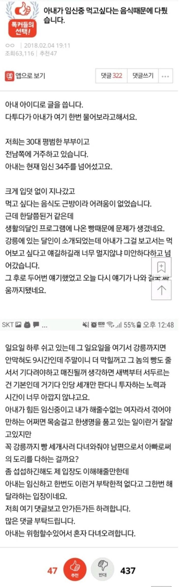 아내가 임신중 먹고 싶다는 음식 때문에 다퉜습니다 | 인스티즈