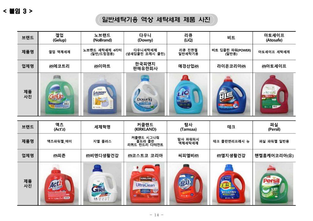 일반세탁기용 액체세제 품질 비교 | 인스티즈