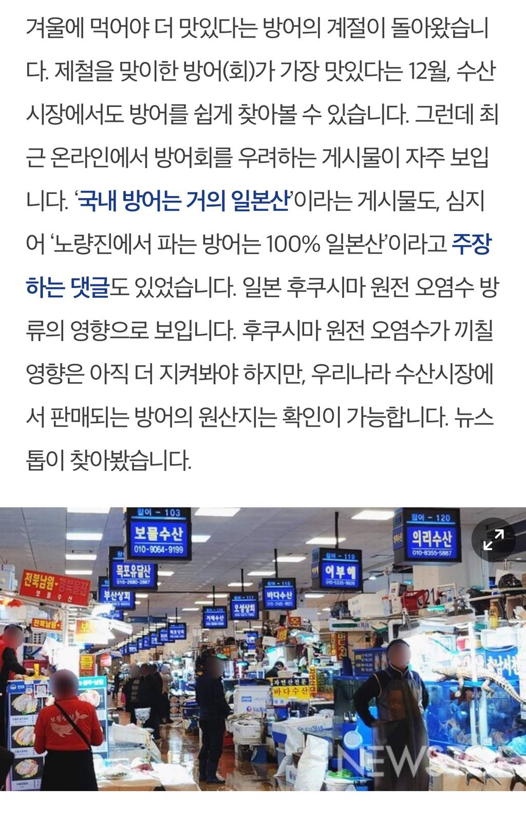 [팩트체크] 노량진수산시장에서 파는 방어는 다 일본산이다? | 인스티즈