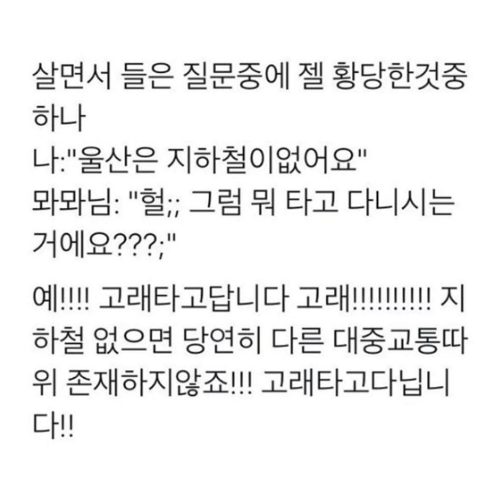 엥 지하철 없으면 뭐타고다님? | 인스티즈