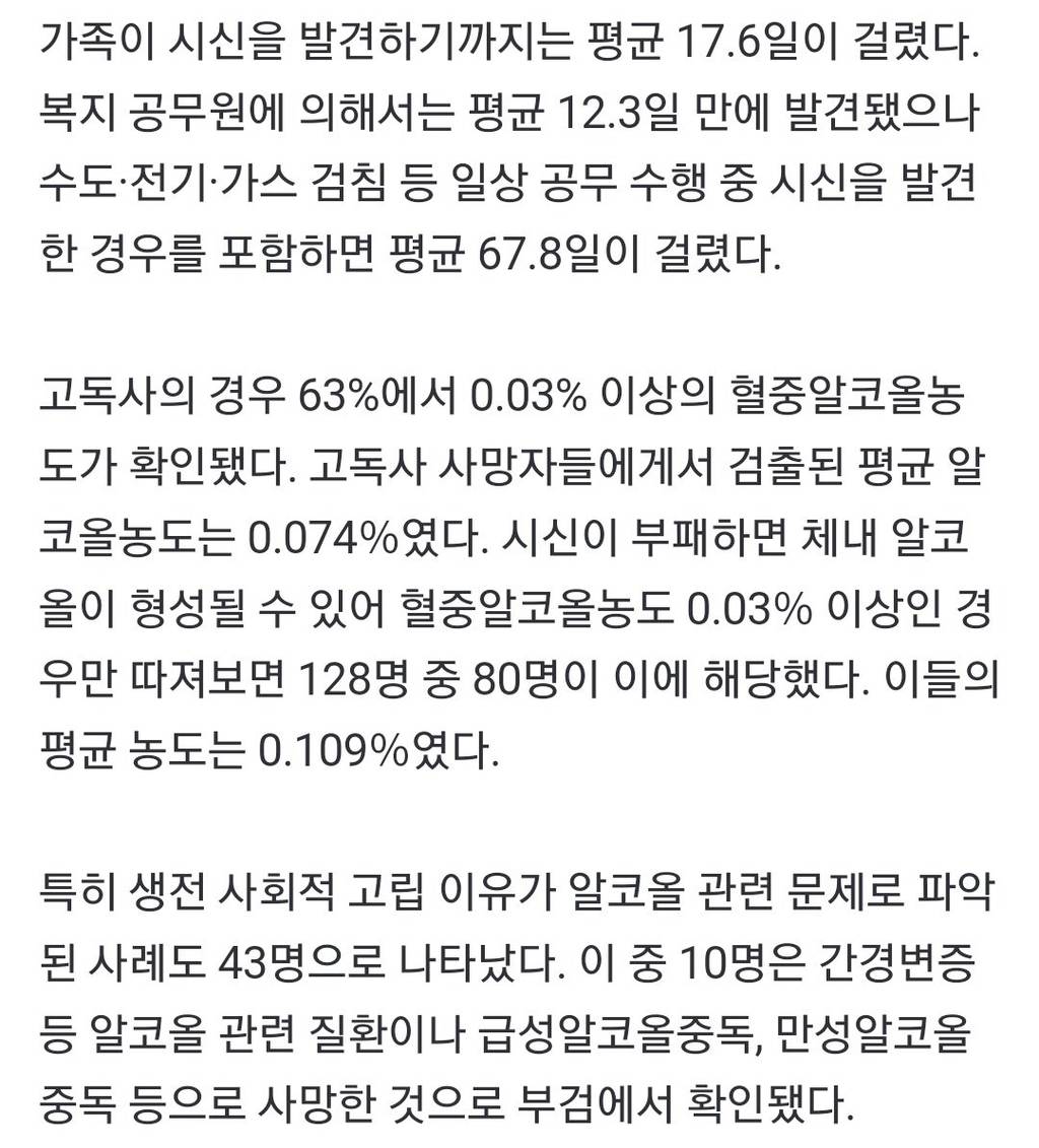 남자 고독사 여자보다 5배 많다... 꼭 뭔가 액션을 취하지 않아도 됨 그냥 혼자 두면 된다니 | 인스티즈