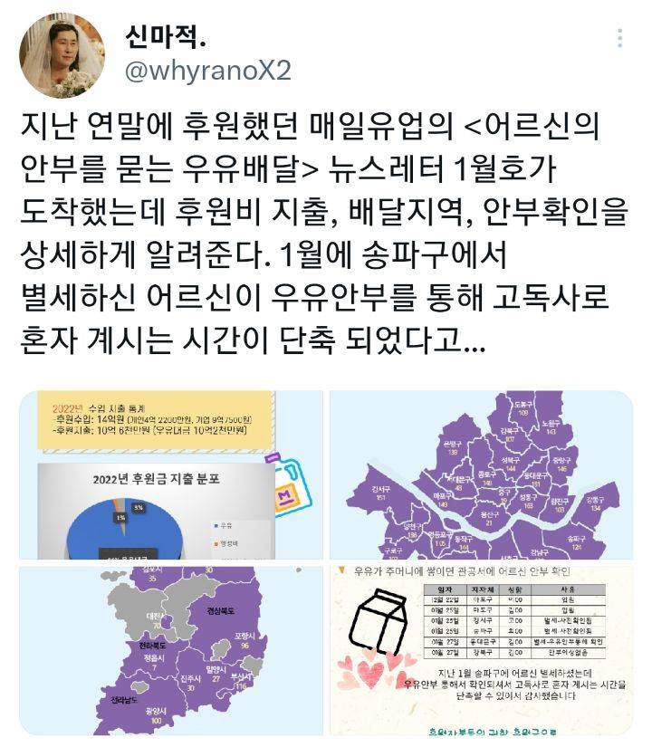 인터넷에서 화제되면서 후원자 엄청 늘었다는 매일유업 우유안부 | 인스티즈