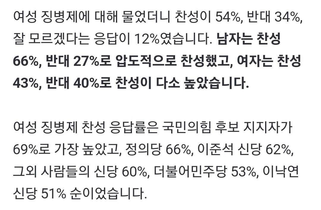 KBS 여성징병제 찬성 54%, 반대 34% - 정치/시사 - 에리아