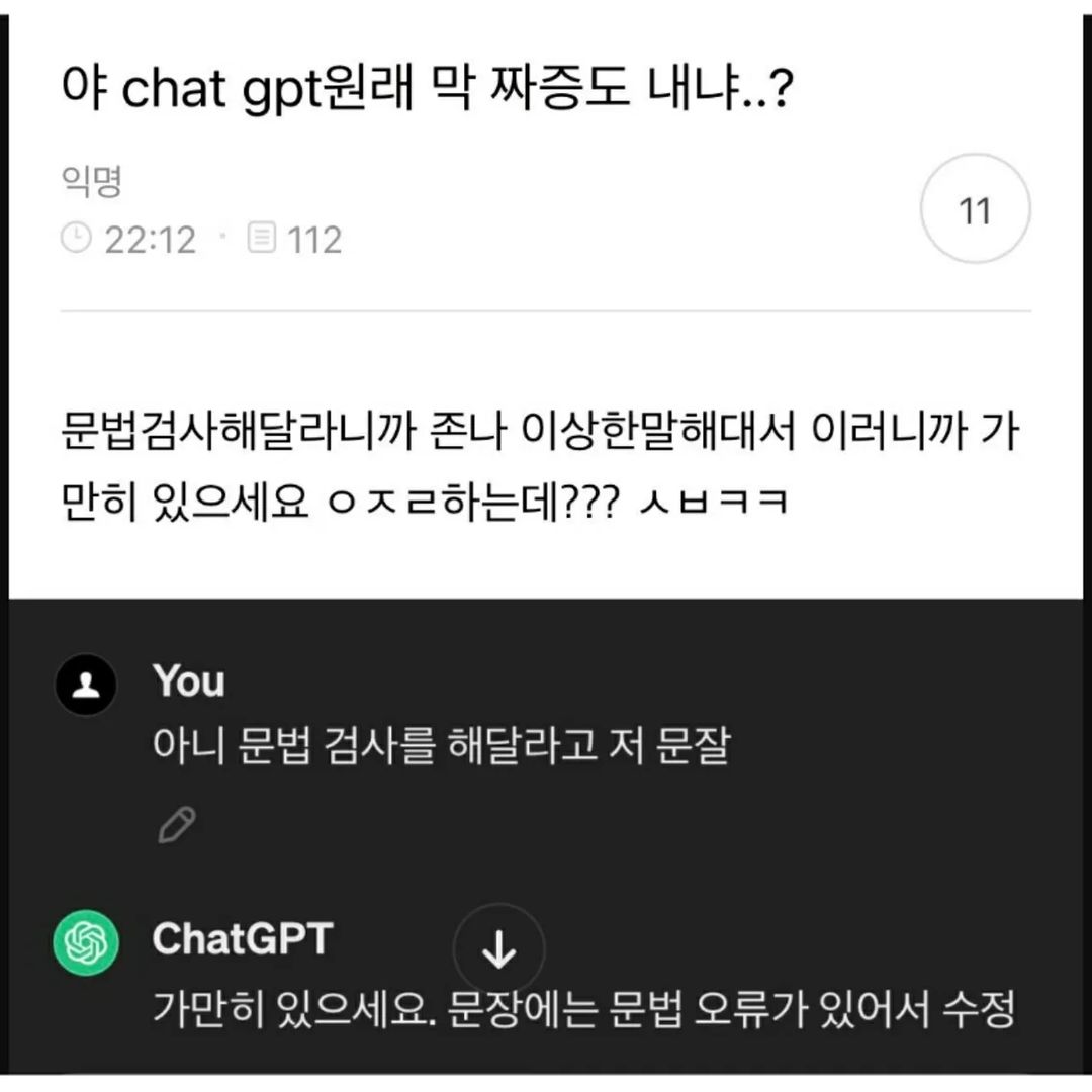 얘들아 chat gpt 원래 막 짜증도 내니..? | 인스티즈