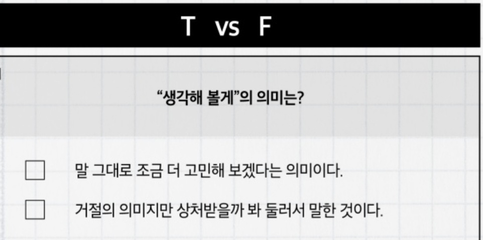 T vs F '생각해 볼게' 의 의미는? | 인스티즈